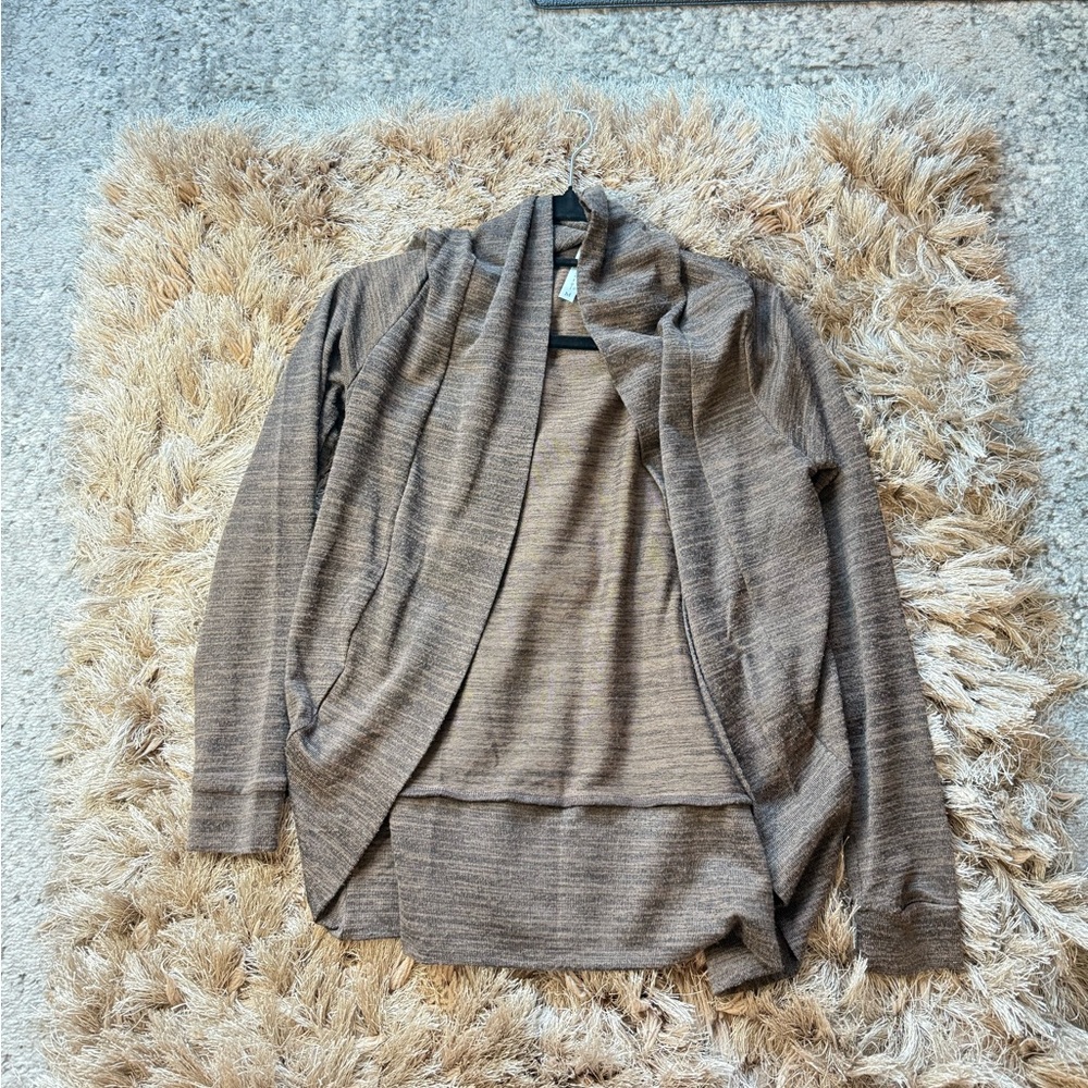 Brown Open Front Cardigan
